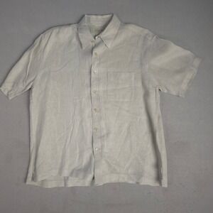 J Crew Mens Linen Short Sleeve Button Down Shirt Casual Beach Vacation Size L
